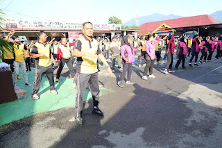Pererat Silaturahmi Antara TNI dan Polri, Kapolres Palopo Pimpin Olahraga Bersama