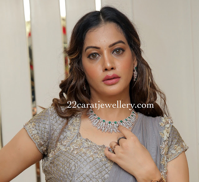 Diksha Panth in Diamond Emerald Set