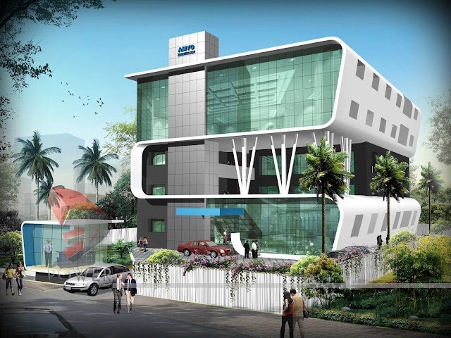 3d architectural exterior view hospital ,Hospital Architecture Design