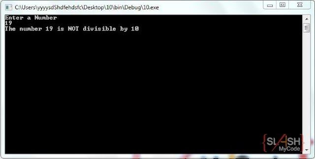 output of  c program to check whether entered number is divisible by 10 