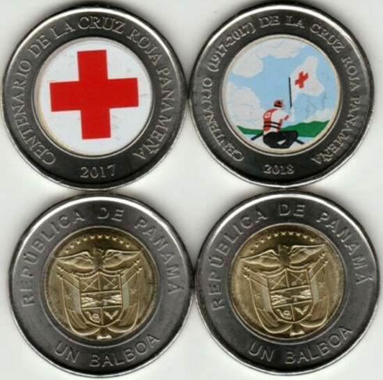 Panama 1 balboa 2017 & 2018 Centenary of the Red Cross