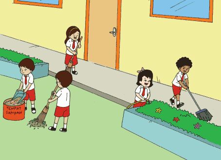 Gambar Kartun Lingkungan Sekolah yang Simple dan Mudah 