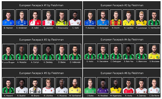 European Facepack #1 to #6 (36 New Faces) For eFootball PES 2021