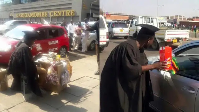 Pictures of Zimbabwean graduates dressed in graduation gowns while vending on the streets of central Harare have gone viral on social media.