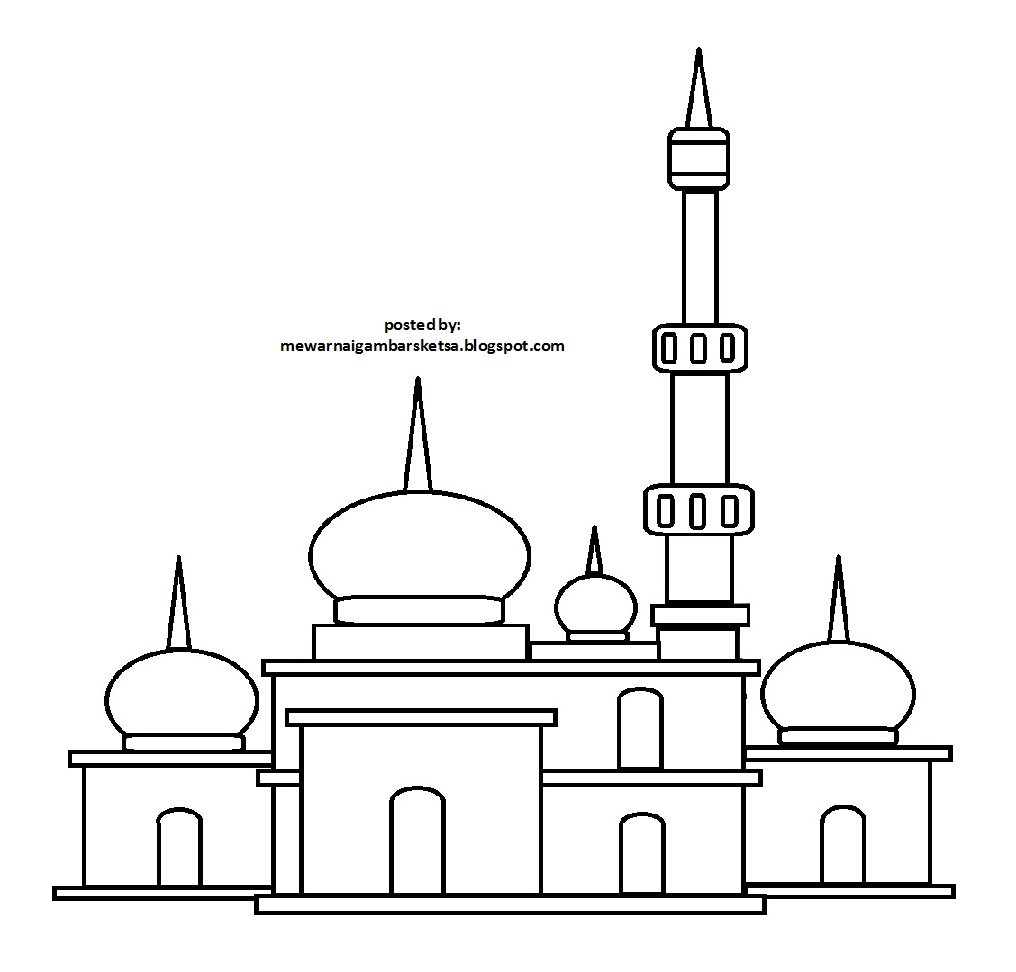 Mewarnai Gambar Mewarnai Gambar Sketsa  Masjid  34
