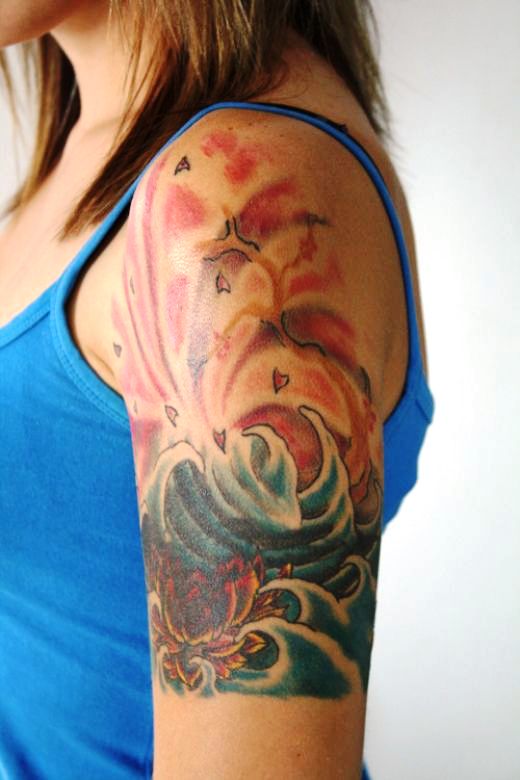 half sleeve tattoo girl. half sleeve tattoo girl.