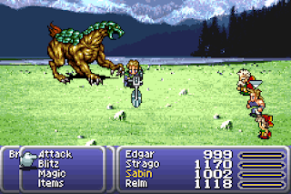 Edgar uses the Chainsaw Tool in Final Fantasy VI.