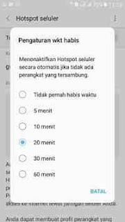 pengaturan waktu habis Hotspot samsung