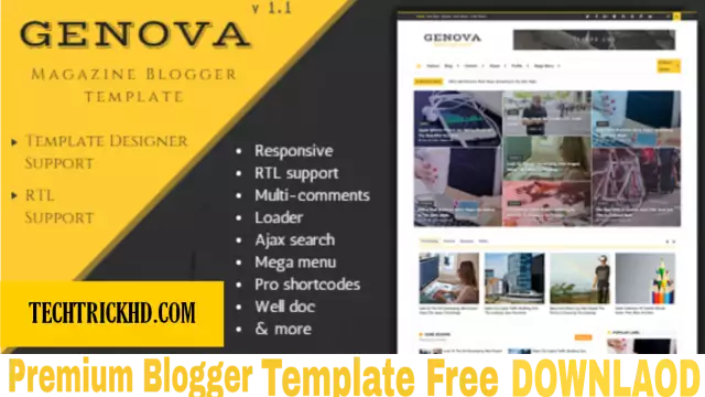 Genova News/Magazine Responsive Premium Blogger Template