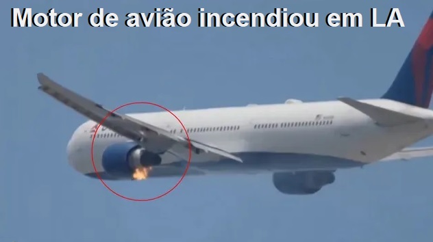 Turbina de avião pega fogo durante decolagem em Los Angeles 