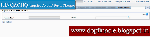 Find Account Number using Cheque Number in DOP Finacle 