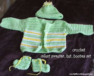 crochet infant sweater set layette pattern hat and booties