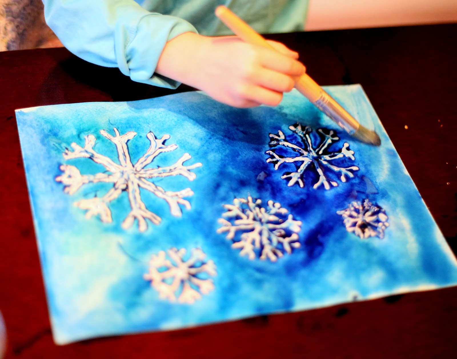 Watercolour and Oil Pastel Resist Snowflake - Arty Crafty Kids