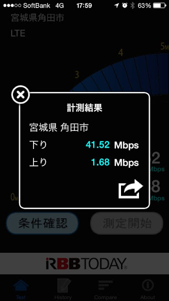 角田市 ソフトバンク　iPhone 電波