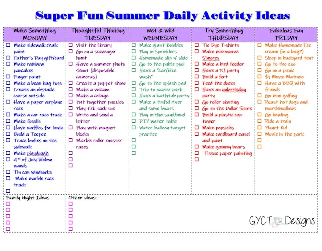 printable summer activity calendar