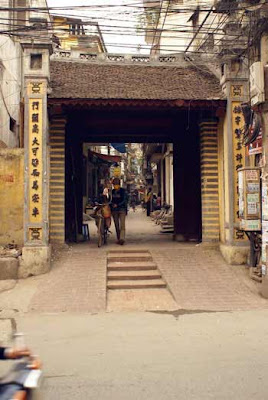 The street have many villages gate of Hanoi