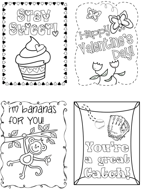 Coloring Valentine's Day Cards 1