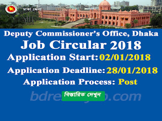 Deputy Commissioner's Office, Dhaka Job Circular 2018