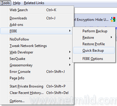 FEBE Cara Backup Firefox Extentions