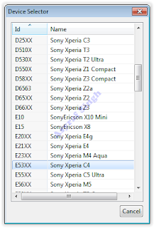 device selector - flashtool xperia