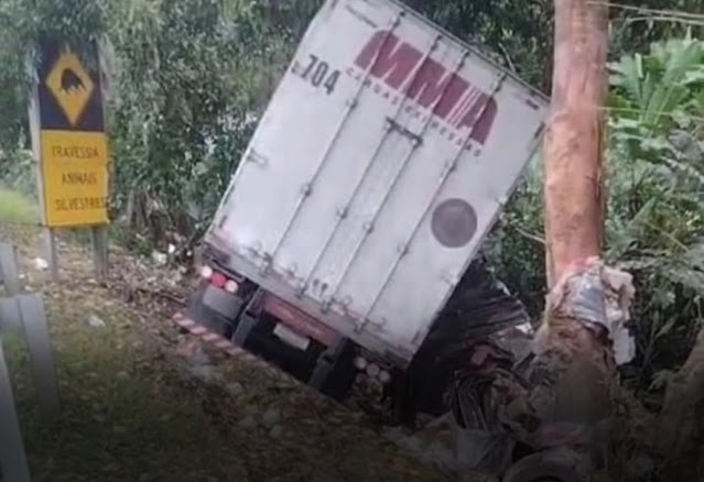 Caminhão cai em Valeta na Br 393 em Paraiba do sul-RJ