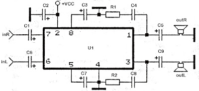 TDA2822 amplifier schematics