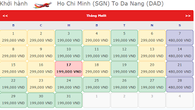 Giá vé máy bay đi Đà Nẵng tháng 10