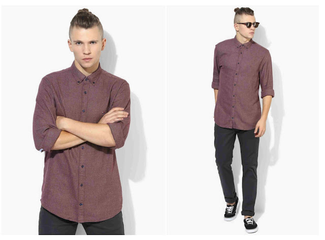 latest faishon Tommy Hilfiger Maroon Solid Fit Casual Shirt Fashion Stopper