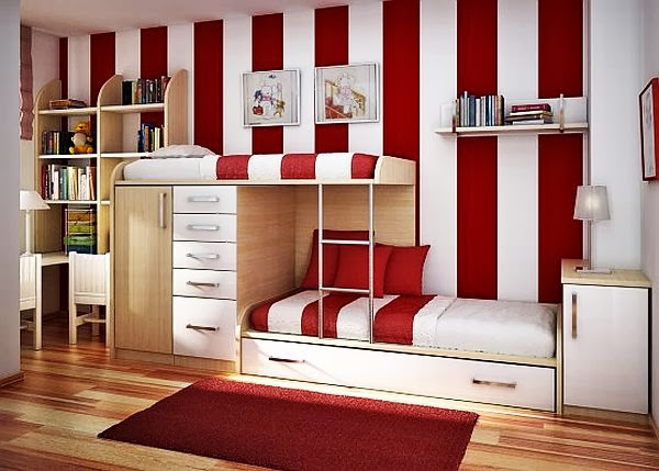 White and red teen girls bedroom