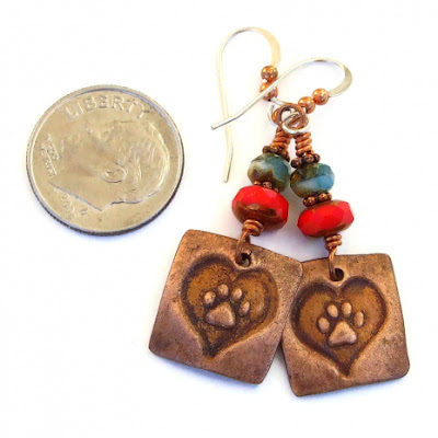 cat dog paw print in heart jewelry