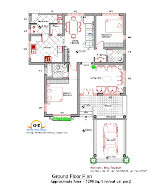 185 Square Meter (2000 Sq. Ft.) House Plan & Elevation