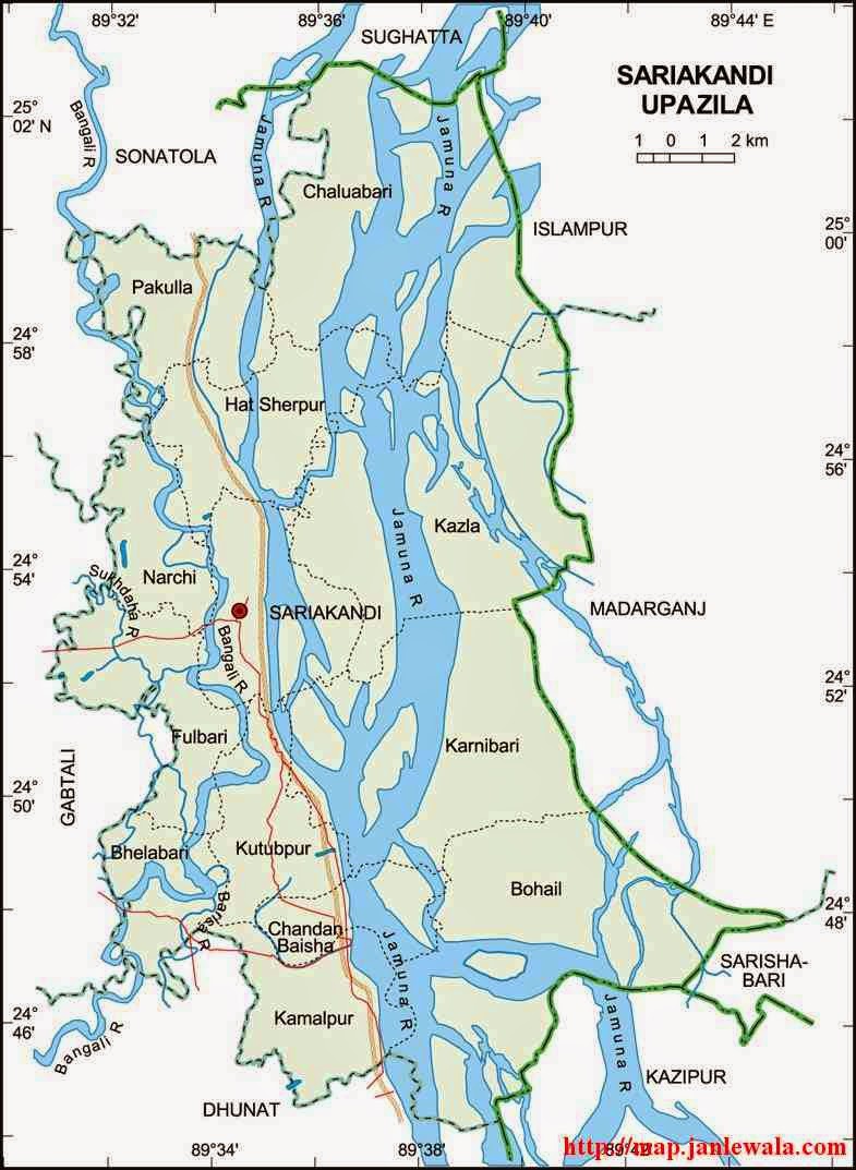 sariakandi upazila map of bangladesh