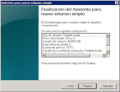 Crear nuevo volumen en equipo con Windows Server 2008 procedente de la SAN