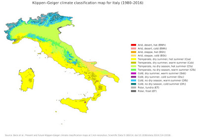 Climate area map of Italy