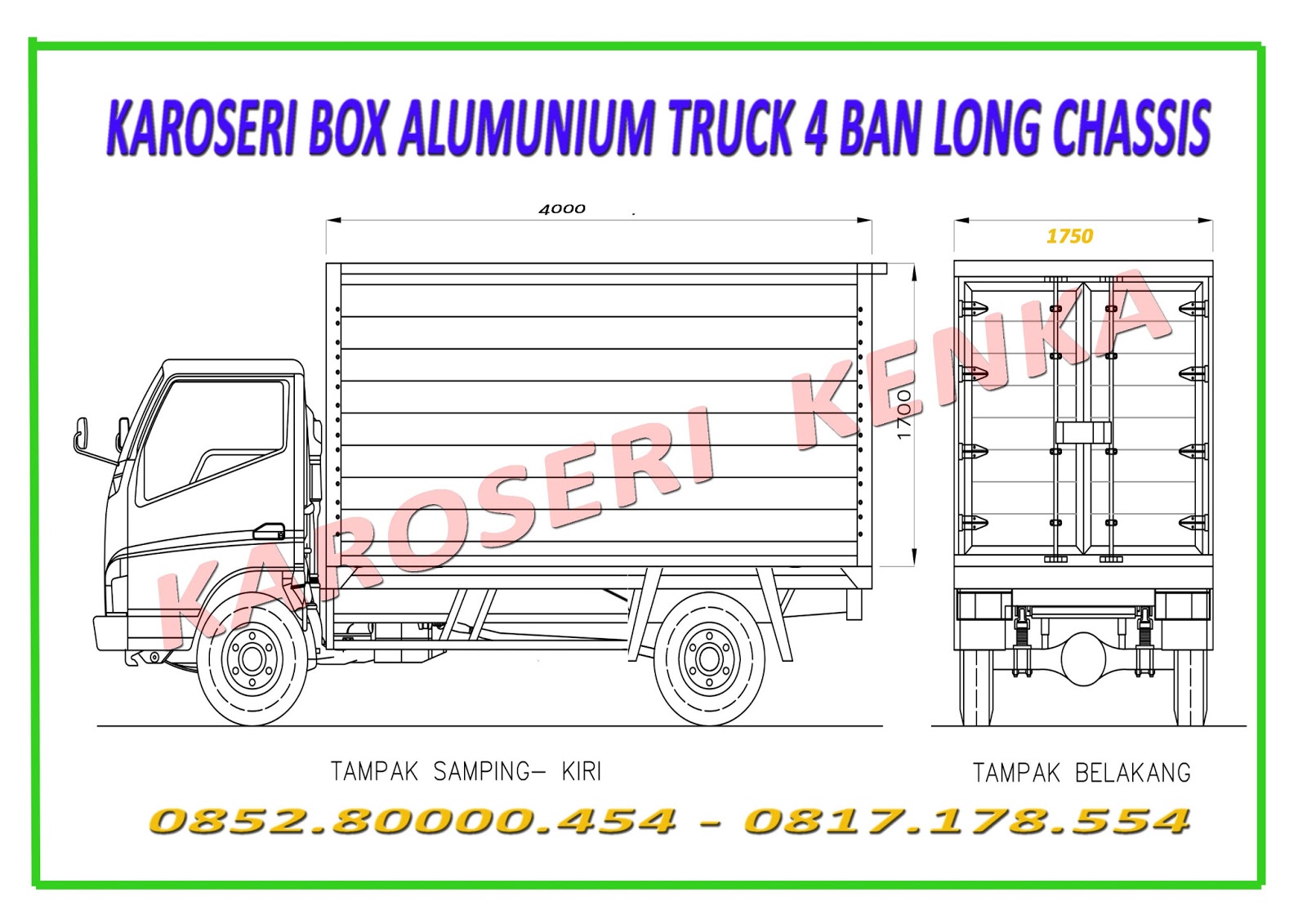 KAROSERI BOX ALUMUNIUM dan DIMENSI UKURAN >> KAROSERI KENKA