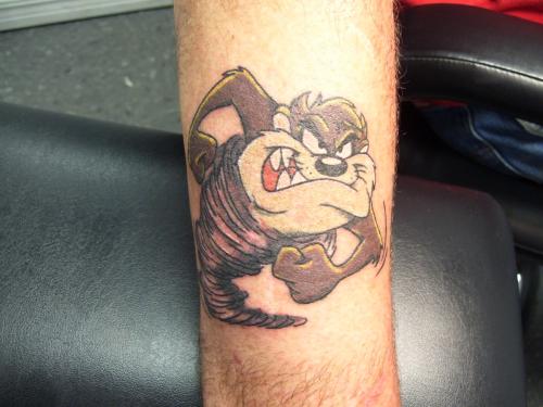 Taz cartoon tattoo.