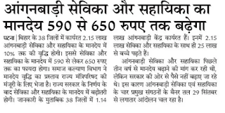 Bihar Anganwadi Sevika and Sahaika Salary Increment Update 2023