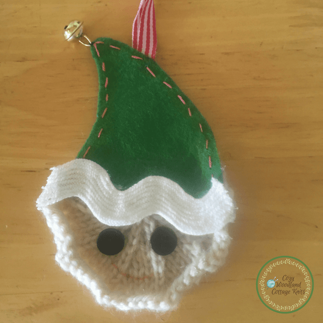 Picture of knitted elf Christmas decoration