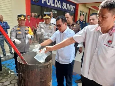 Polda Sumut Musnahkan Barang Bukti Narkoba Hasil Penindakan Selama 17 Hari Kerja