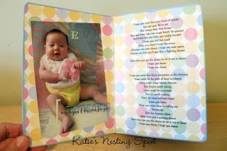 Recycled crafts:  Upcycled altered board book about baby madle with Modge Podge and scrapbook papers