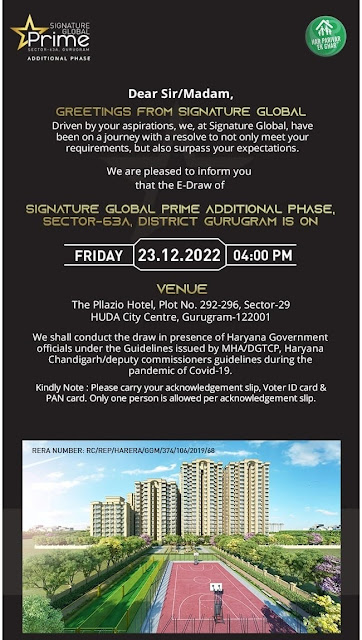 Signature Global Prime 63A Official Announcement