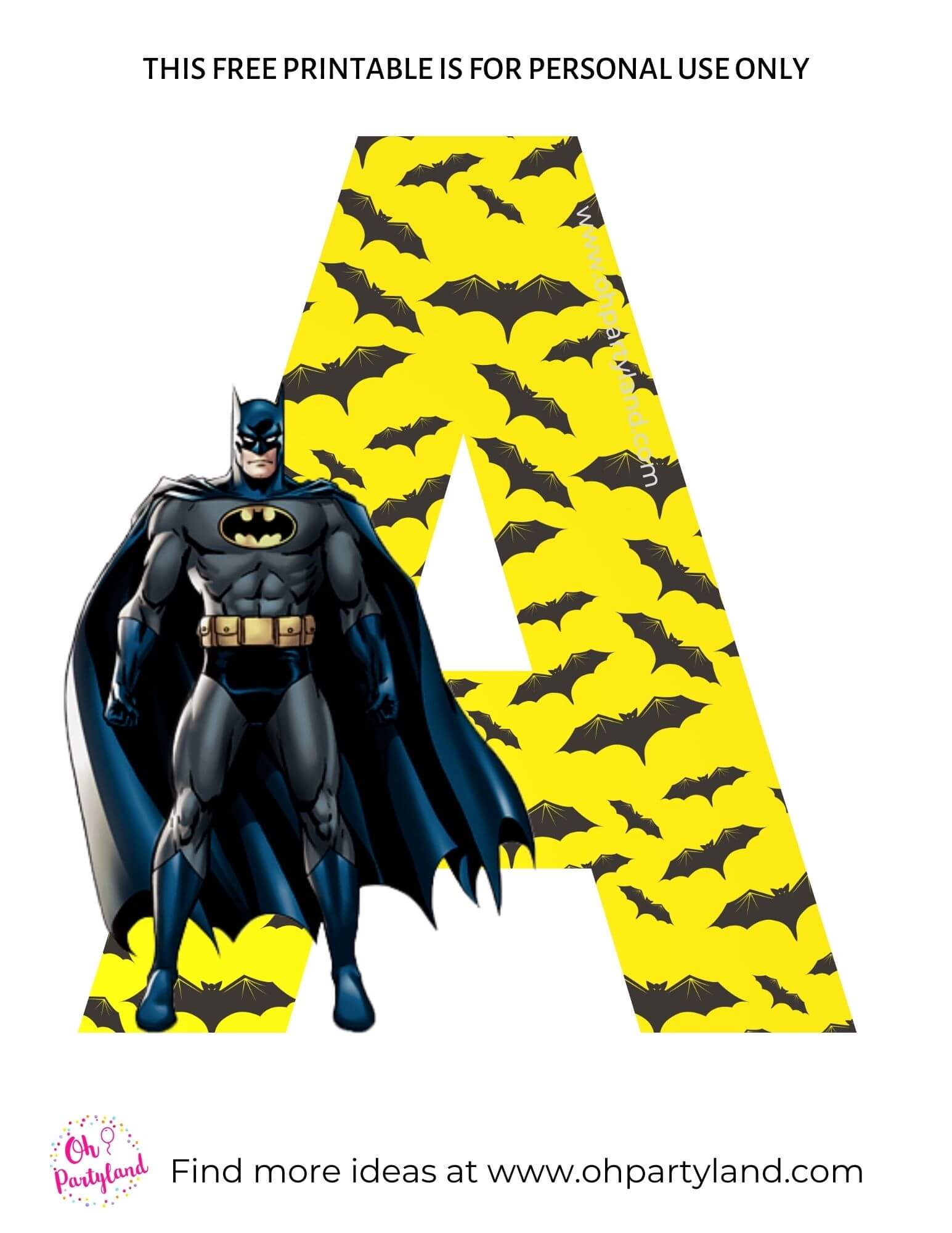 free printable batman alphabet letter a