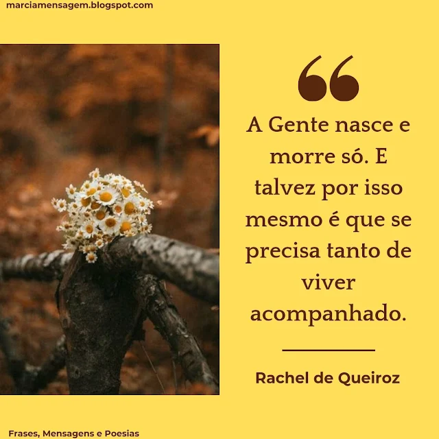 A Gente Nasce e Morre Só. E talvez por isso mesmo é que se precisa tanto de Viver Acompanhado.  Rachel de Queiroz