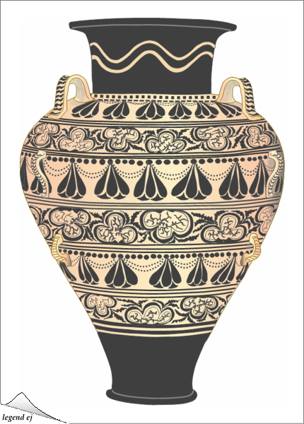 ミノア文明・ティリッソス遺跡・アンフォラ型容器「サフランの絵柄」 Minoan Saffran Amphora Ware, Tylissos／©legend ej