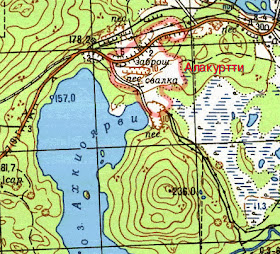 Топографическая карта района урочища Куртти