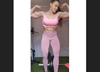 Erika Darago girl with muscle. bodybuilder flexing biceps, abs, calves and much more