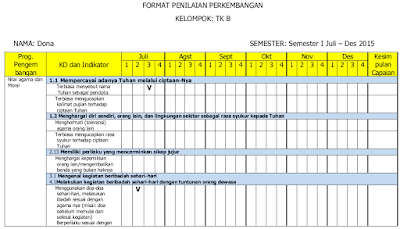 Contoh Format Penilaian Bulanan PAUD Kurikulum 2013 - PAUD 