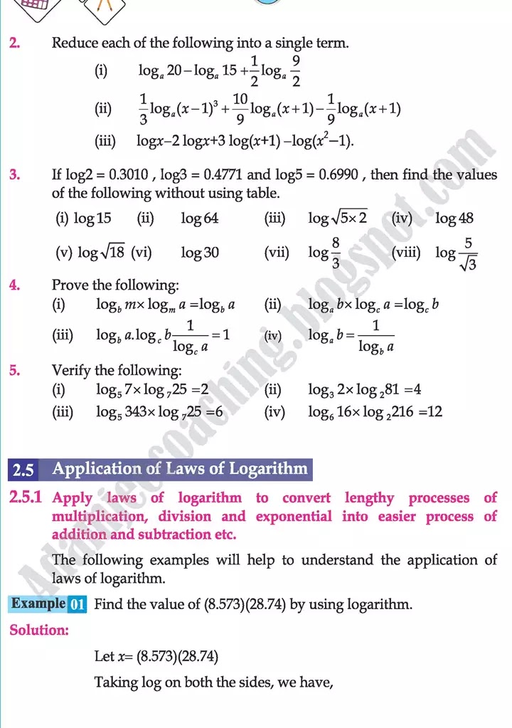 logarithms-mathematics-class-9th-text-book