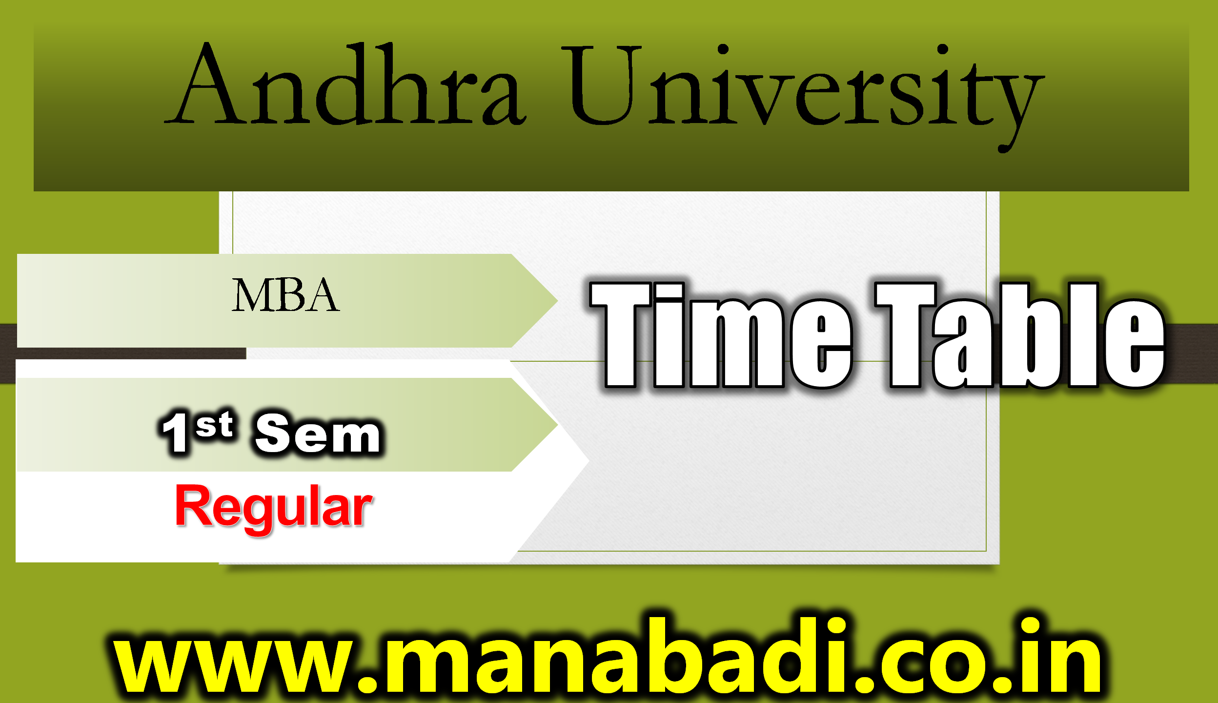 Andhra University BBA-MBA(AUSIB) & MBA(LSCM) 1st Sem Jan 2024 Exam Time Table  