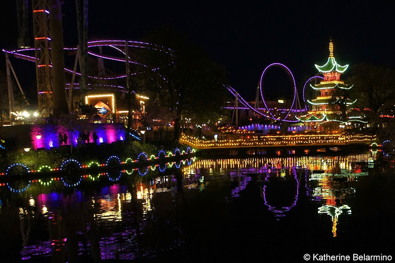 Tivoli At Night Copenhagen Denmark